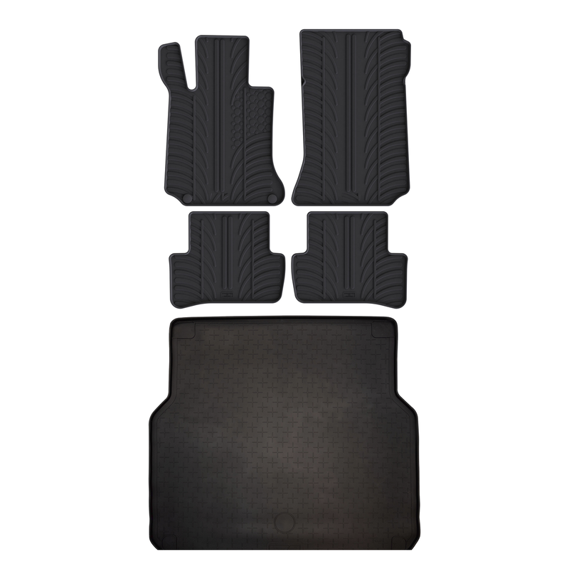 Kit vasca baule e tappetini per auto in gomma per Mercedes C-Class (2008-2014)