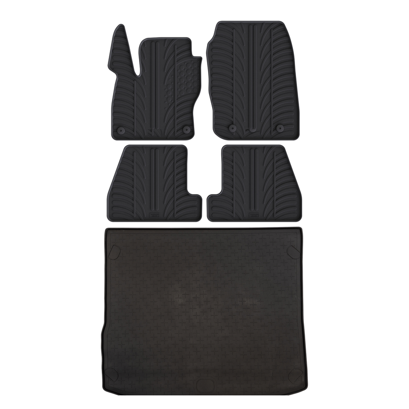Kit vasca baule e tappetini per auto in gomma per Ford Focus (2015-2018)