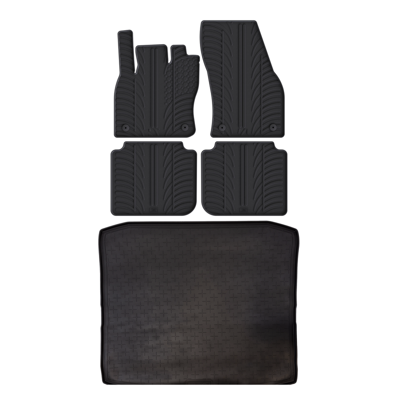 Kit vasca baule e tappetini per auto in gomma per Skoda Kodiaq (2016-2024)
