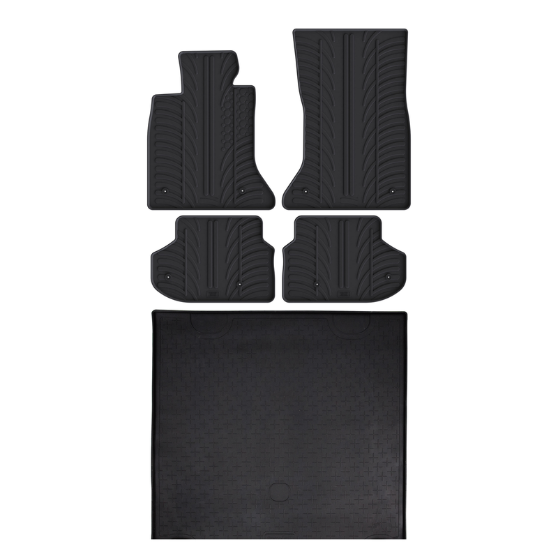 Kit vasca baule e tappetini per auto in gomma per BMW 5 Series (2009-2017)