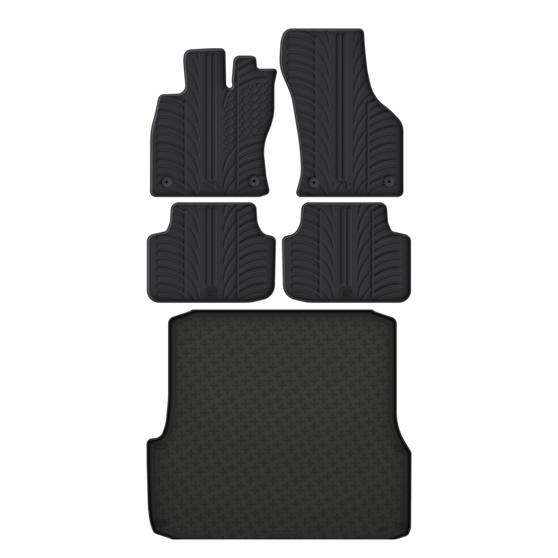 Kit vasca baule e tappetini per auto in gomma per Skoda Octavia (2013-2020)