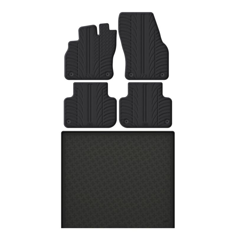 Kit vasca baule e tappetini per auto in gomma per Audi Q3 (2019-2025)