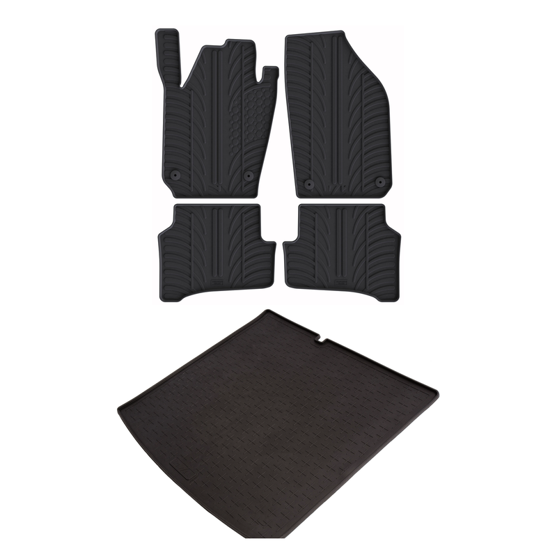Kit vasca baule e tappetini per auto in gomma per Skoda Fabia (2014-2021)