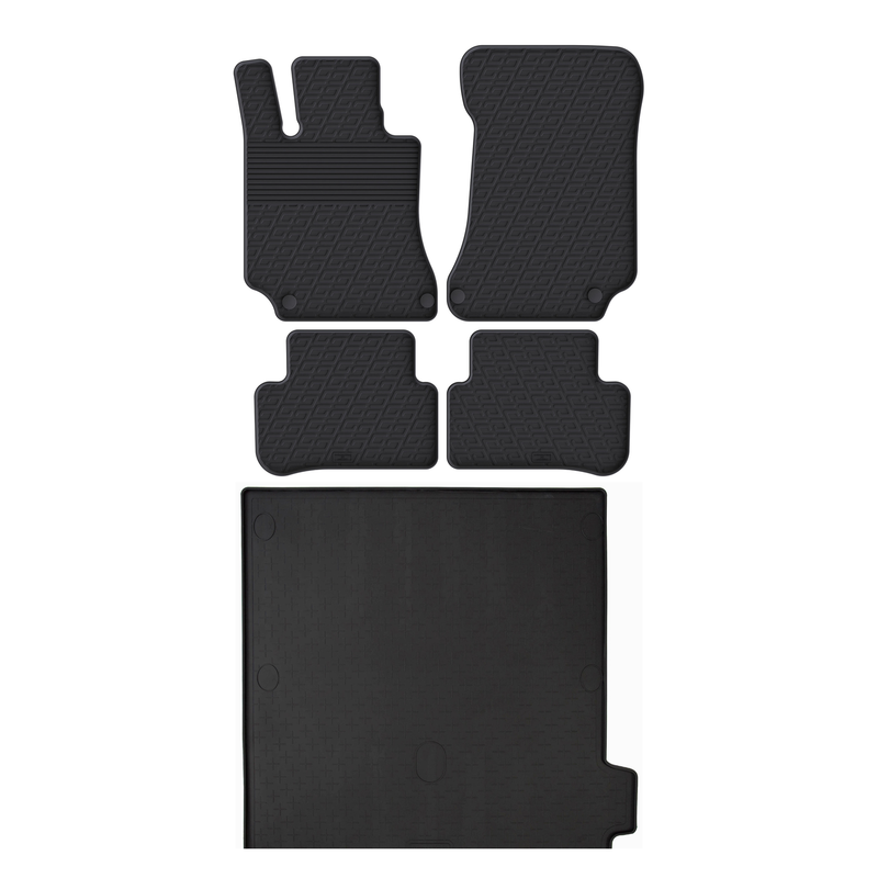 Kit vasca baule e tappetini per auto in gomma per Mercedes E-Class (2013-2016)