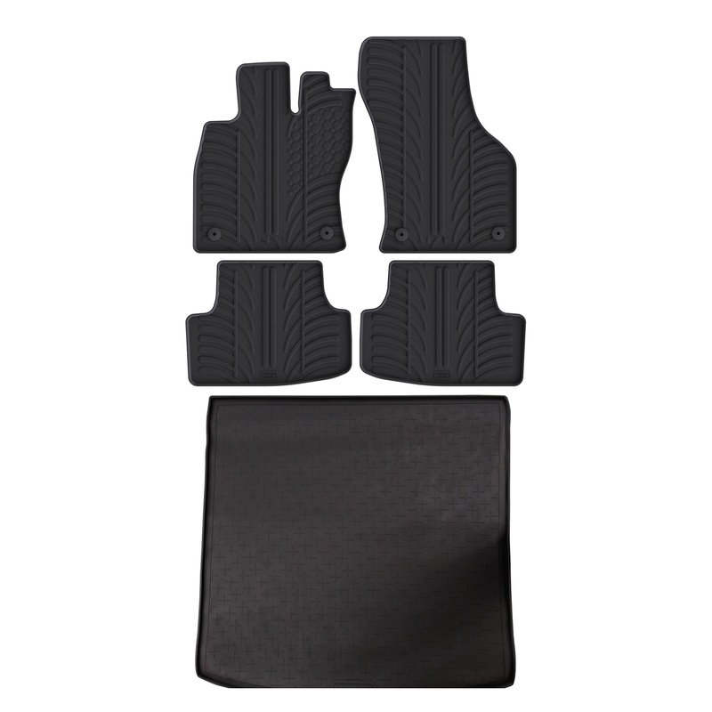 Kit vasca baule e tappetini per auto in gomma per Seat Leon (2012-2020)