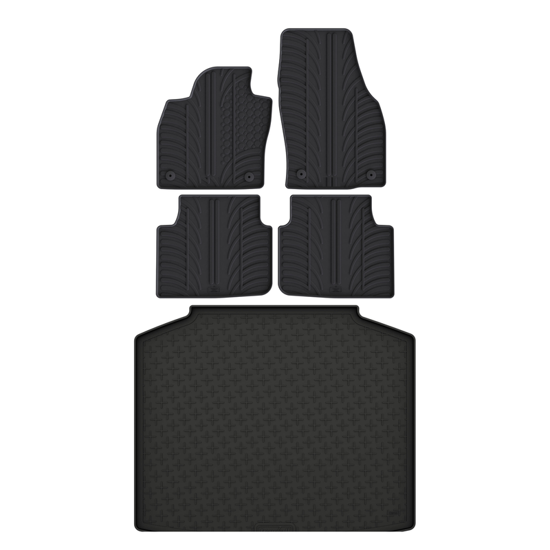 Kit vasca baule e tappetini per auto in gomma per Skoda Scala (2019-)