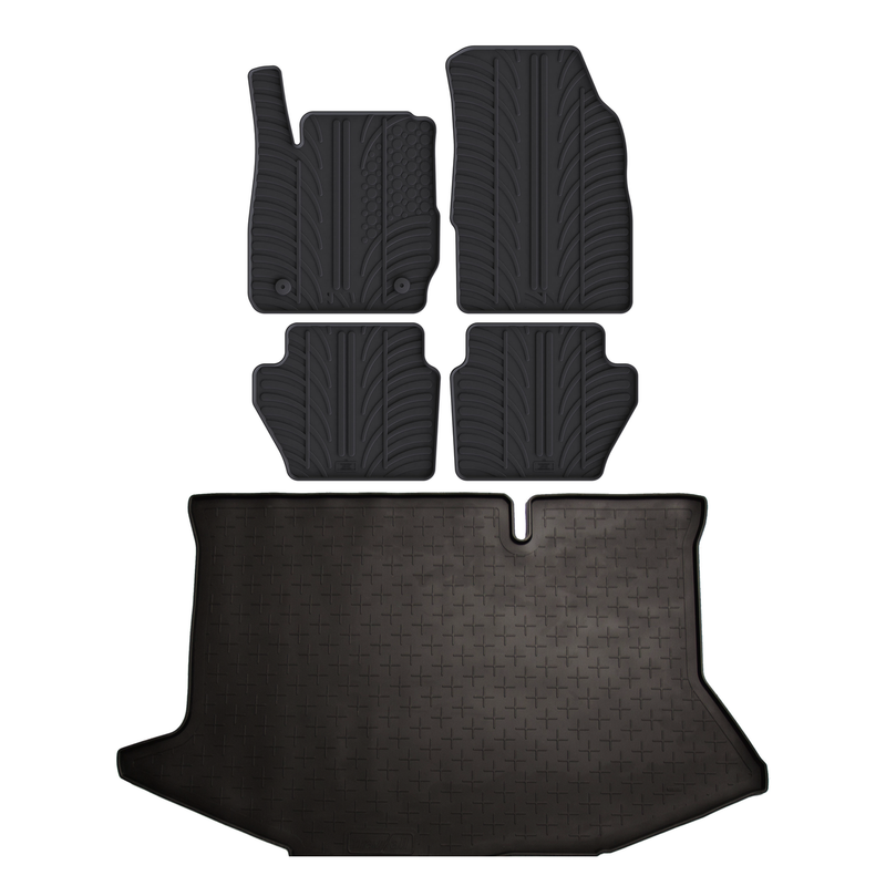 Kit vasca baule e tappetini per auto in gomma per Ford Fiesta (2008-2017)