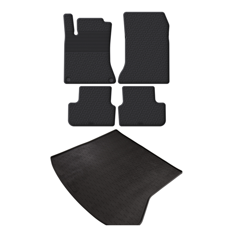 Kit vasca baule e tappetini per auto in gomma per Mercedes CLA (2013-2019)