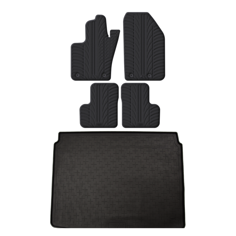 Kit vasca baule e tappetini per auto in gomma per Fiat 500X (2014-2024)