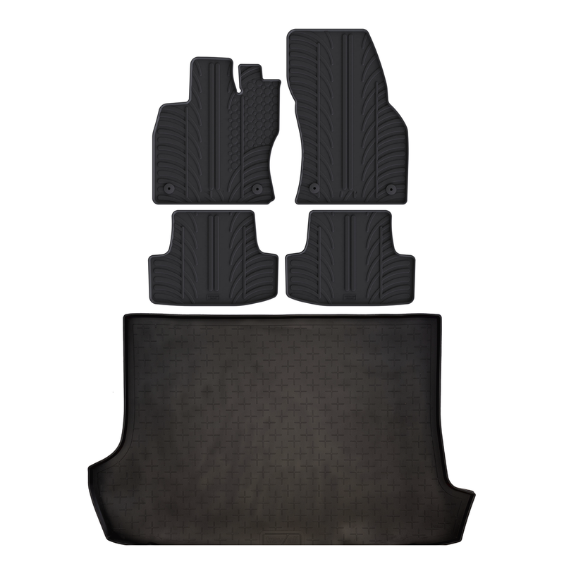 Kit vasca baule e tappetini per auto in gomma per VW T-Roc (2017-2025)