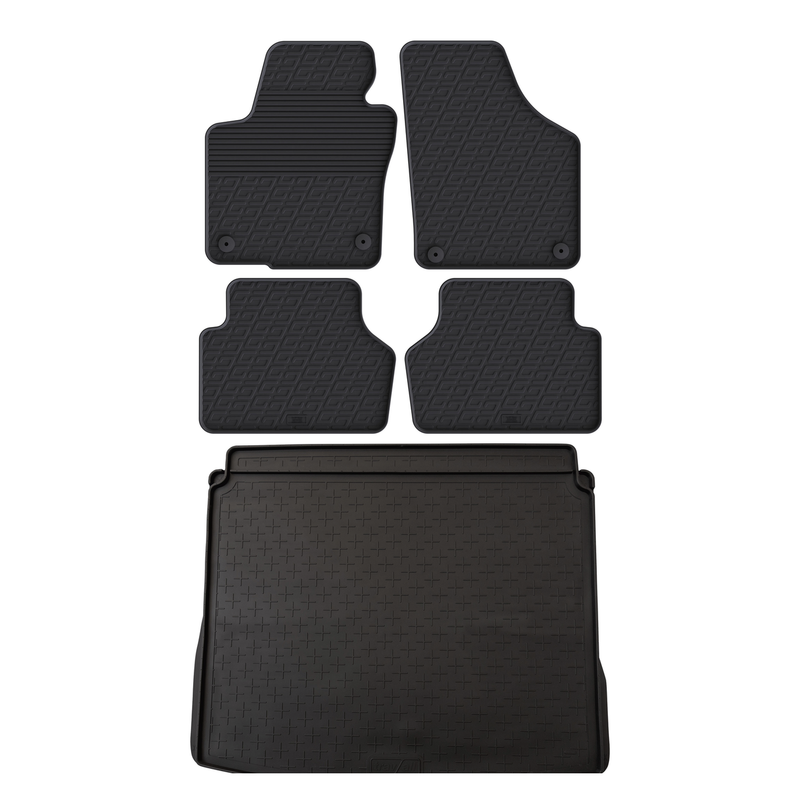Kit vasca baule e tappetini per auto in gomma per VW Tiguan (2008-2016)