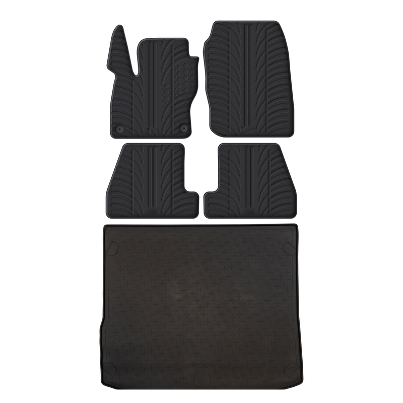 Kit vasca baule e tappetini per auto in gomma per Ford Focus (2011-2015)