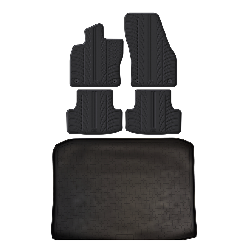 Kit vasca baule e tappetini per auto in gomma per Skoda Karoq (2017-)