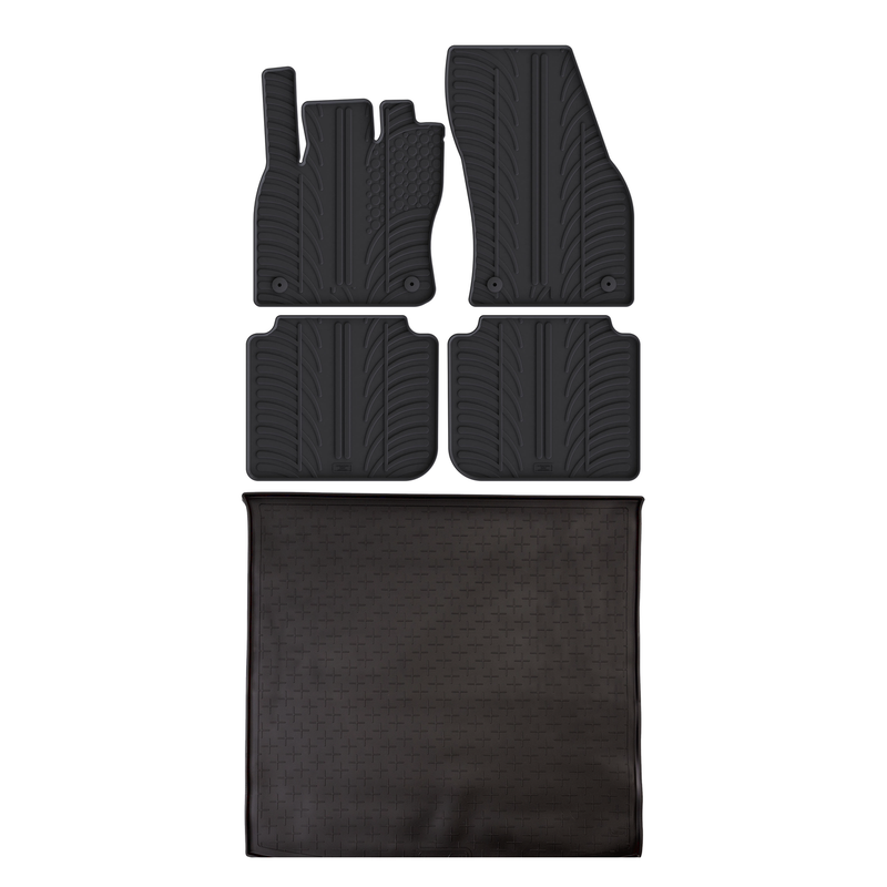 Kit vasca baule e tappetini per auto in gomma per Skoda Kodiaq (2016-2024)