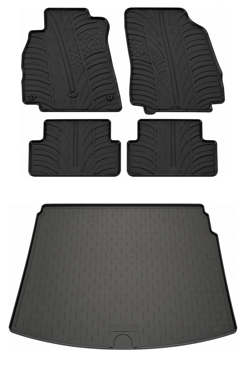 Kit vasca baule e tappetini per auto in gomma per Renault Megane (2008-2016)