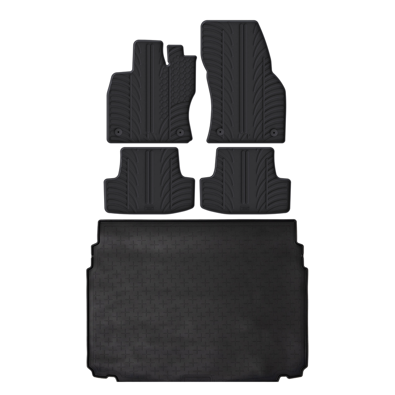Kit vasca baule e tappetini per auto in gomma per VW T-Roc (2017-2025)