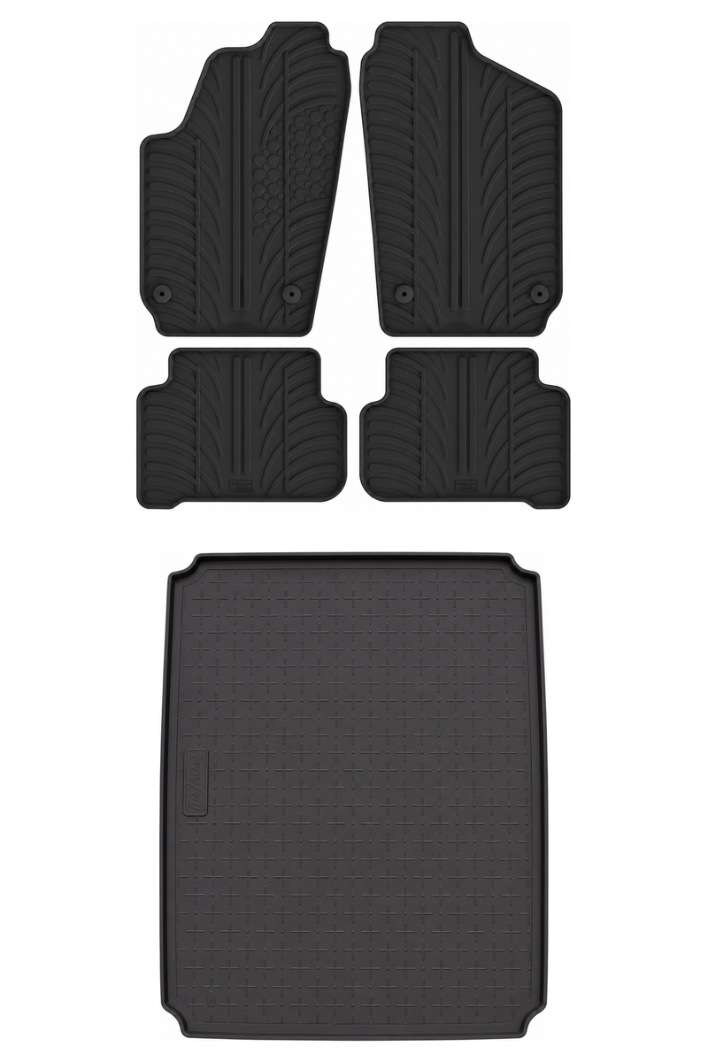 Kit vasca baule e tappetini per auto in gomma per VW Polo (2009-2017)