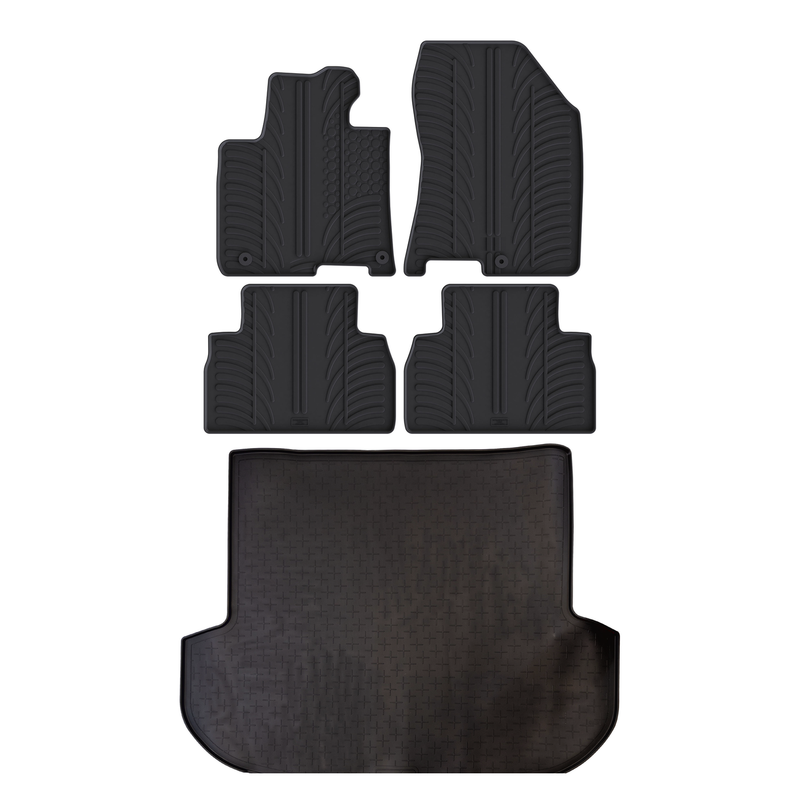 Kit vasca baule e tappetini per auto in gomma per Hyundai Santa Fe (2018-2021)