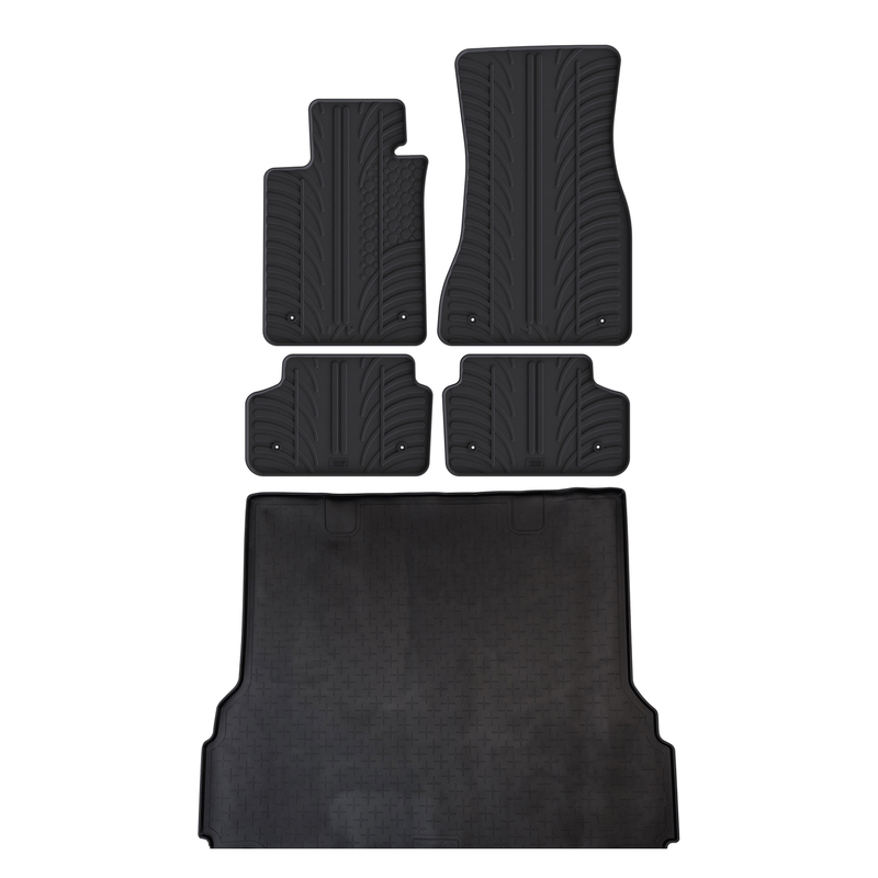Kit vasca baule e tappetini per auto in gomma per BMW 5 Series (2017-2024)