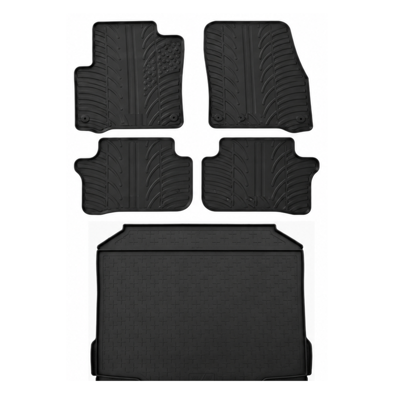 Kit vasca baule e tappetini per auto in gomma per Skoda Yeti (2009-2013)