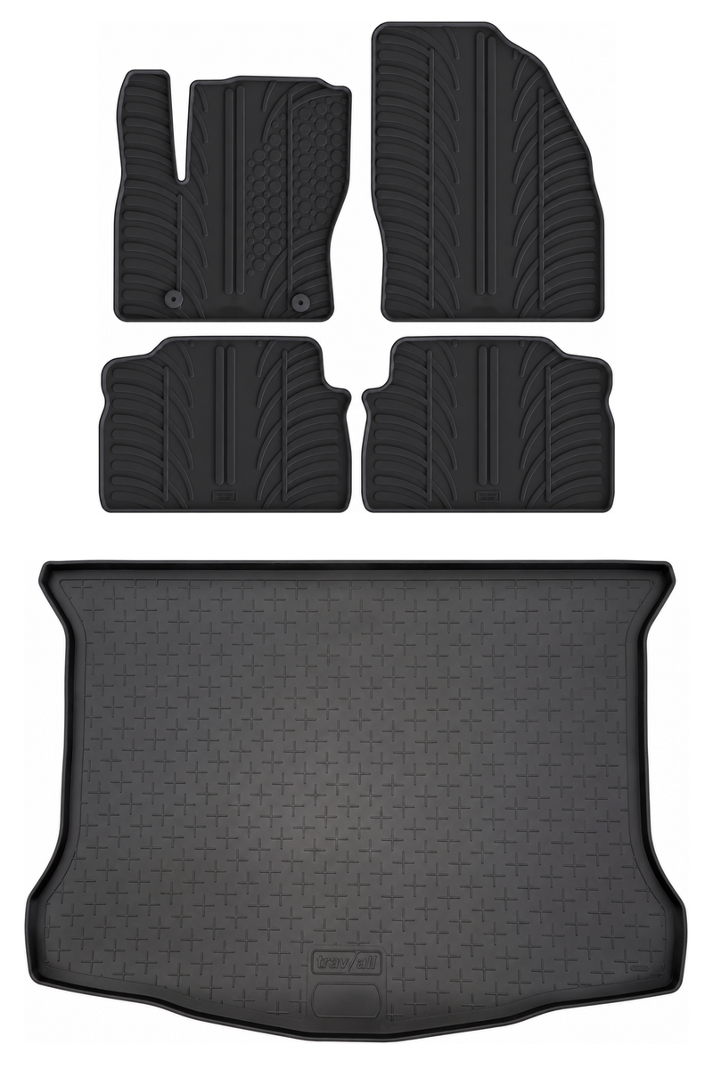 Kit vasca baule e tappetini per auto in gomma per Ford Kuga (2008-2012)