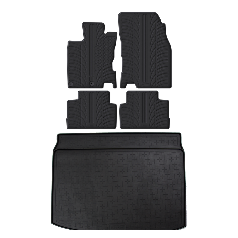 Kit vasca baule e tappetini per auto in gomma per Nissan Qashqai (2014-2021)