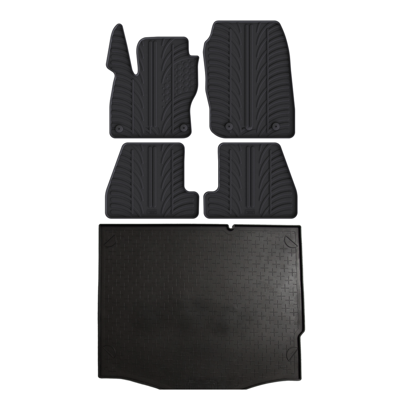 Kit vasca baule e tappetini per auto in gomma per Ford Focus (2015-2018)
